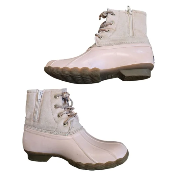 Pink Lace-Up Duck Boots - Picture 3 of 5